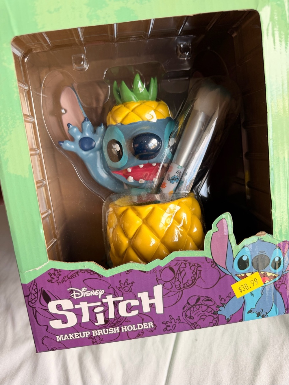 Disney Stitch Pineapple Makeup Brush Holder - Yellow & Blue